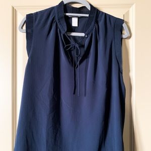 Navy Short-Sleeve Blouse